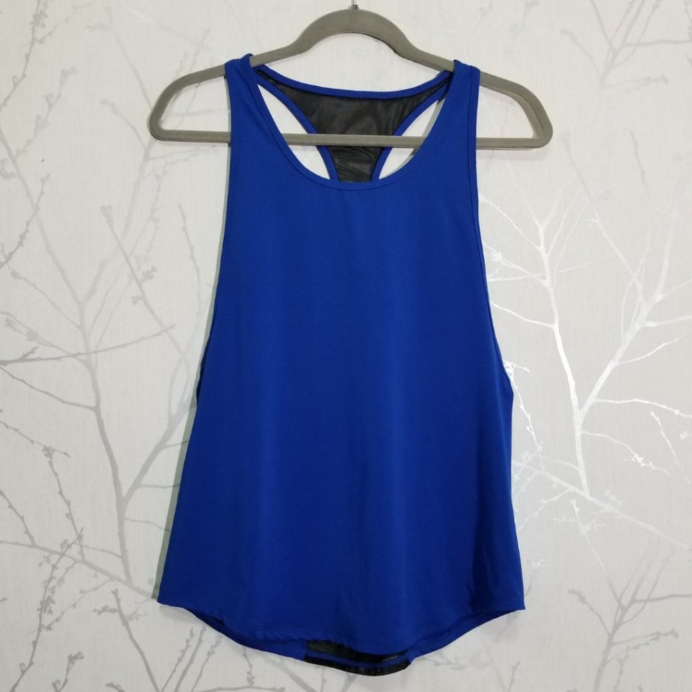 Fabletics Blue Racerback Hayden Tank w/ Mesh Panel - Picture 2 of 4